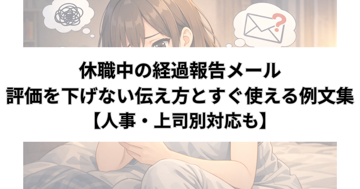休職中の経過報告メール｜評価を下げない伝え方とすぐ使える例文集【人事・上司別対応も】